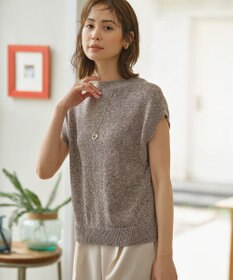 組曲 【WEB限定・前後着用可】コットンポリエステル杢プルオーバー ニット