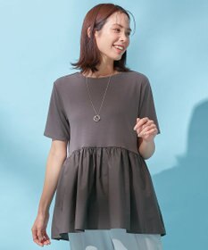 ANY L 【洗濯機可能】ペプラム チュニック丈トップス