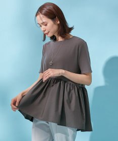 ANY L 【洗濯機可能】ペプラム チュニック丈トップス