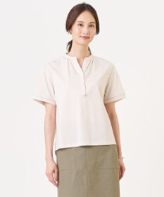 J.PRESS LADIES プレーティングジャージー バンドカラー カットソー グレージュ系