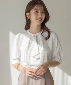 ANY SIS L 【洗える】バイカラーラッフルボウ ブラウス