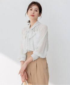 組曲 S 【前後着用可】サッカードビードットプリント ブラウス