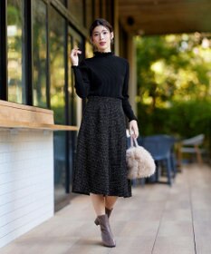 Tiaclasse L 【洗える】ラメツイードAラインフレアスカート