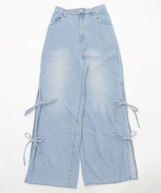 WEGO 【ウエストゴム/楽ちん】サマーデニムサイドリボンパンツ