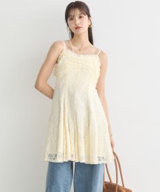 earth music&ecology フロントギャザー起毛レースミニワンピース