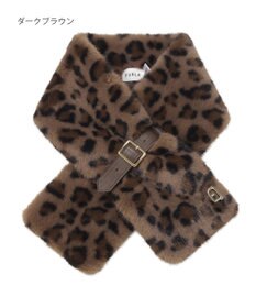 MOONBAT FURLA（フルラ）ベルト差し込みファーティペット アーチロゴ フェイクファー