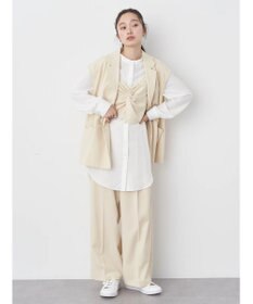 earth music&ecology ピンストライプ胸元レースビスチェ