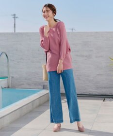 Tiaclasse 【洗える/撥水】スカラップニットフラットパンプス