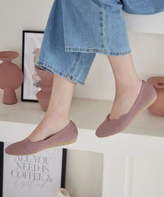 Tiaclasse 【洗える/撥水】スカラップニットフラットパンプス