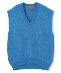 uncrave アルパカファーニット Vネックベスト ブルー