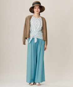 自由区 L 【洗える】テンセルリネンリボン ブラウス