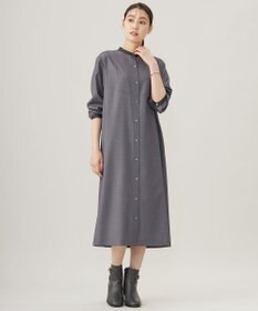 J.PRESS LADIES L 【洗える】T/Rウォッシャブルギャバ バンドカラー ワンピース
