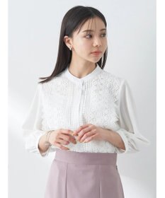 earth music&ecology フロントレースシフォンブラウス