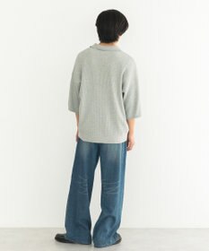 CRAFT STANDARD BOUTIQUE 透かし編み半袖ニットポロシャツ