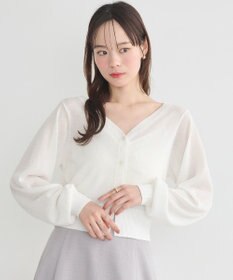 earth music&ecology シアーラメＶネックカーディガン