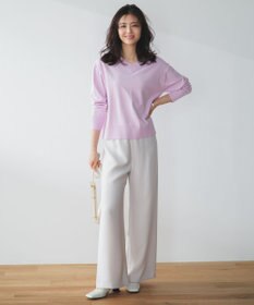 UNFILO 【ウエストゴム/セレモニー】ドライダブルクロス イージー ワイドパンツ アイボリー