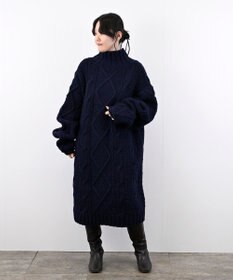 LENO ARAN ONEPIECE　アラン柄ニットワンピース