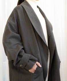 muuc 〈軽やかな尾州産リネンウール〉ショールカラーコート　ロングシーズン 秋冬春 ゆったりシルエット セットアップ可能