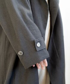 muuc 〈軽やかな尾州産リネンウール〉ショールカラーコート　ロングシーズン 秋冬春 ゆったりシルエット セットアップ可能