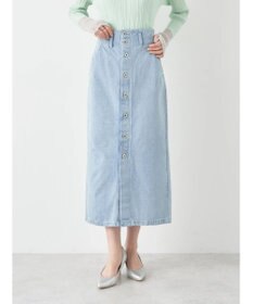 earth music&ecology ボタンナローデニムスカート