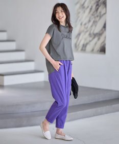 ANY 【汗ジミ防止加工】シルケットスムースフレンチスリーブ刺繍ロゴTシャツ