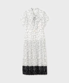 GRACE CONTINENTAL ボウタイプリーツプリントワンピース