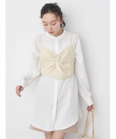 earth music&ecology ピンストライプ胸元レースビスチェ