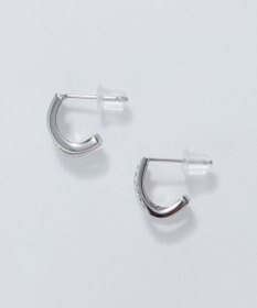 Phoebe 【金属アレルギー対応】メタル×ビジュー2ラインピアス　シルバー/サージカルステンレス