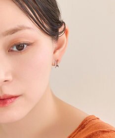 Phoebe 【金属アレルギー対応】メタル×ビジュー2ラインピアス　シルバー/サージカルステンレス