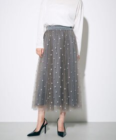 GRACE CONTINENTAL ブーツプリントチュールスカート