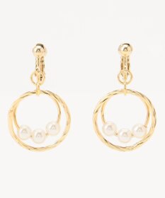 ANY SIS 3連パール調フープ イヤリング