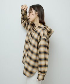 Green Parks ネルチェックフードシャツ