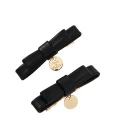 Maison de FLEUR 【2個セット】フェイクレザーリボンクリップセット