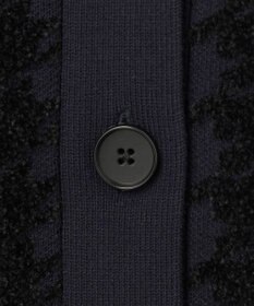 ICB L 【洗える】ハウンドトゥースパターン Vネックカーディガン