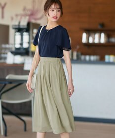 Tiaclasse L 【セットアップ対応・洗える】シアーチェックフレアスカート