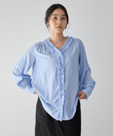 YECCA VECCA フリルVネックブラウス