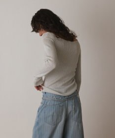 GRACE CONTINENTAL ラメリブクルーネックトップ
