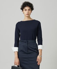 ICB L 【洗える】 クロスコンビ デザインニットプルオーバー