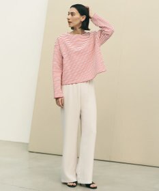 UNFILO ドライタッチリブ バックZIP ボーダートップス