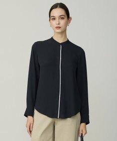 ICB L 【新色追加・WEB限定カラーあり・接触冷感・UVケア・速乾・洗える】BackSatinAmunzen バンドカラーブラウス