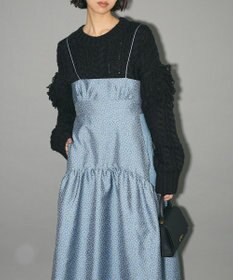 Green Parks フリンジスリーブショート丈ケーブルニット