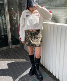 WEGO 刺繍ハーフジップショートスウェット