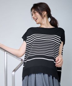 ANY L 【洗濯機可/接触冷感/UVカット/アンチピリング】フレンチスリーブニットプルオーバー