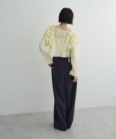 Green Parks フラワーくり抜き刺繍スウェットワイドパンツ