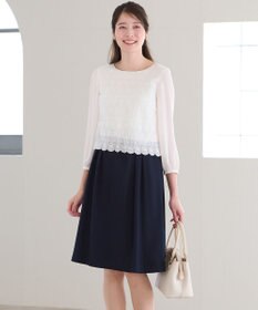 ANY SIS 【洗える】レースコンビバックサテン ワンピース