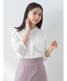 earth music&ecology フロントレースシフォンブラウス