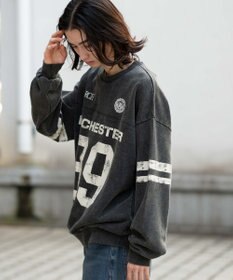 WEGO 【ユニセックス着用ITEM】ケミカルウォッシュナンバリングプルオーバー