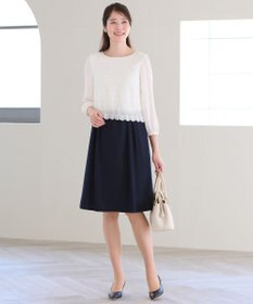 ANY SIS 【洗える】レースコンビバックサテン ワンピース