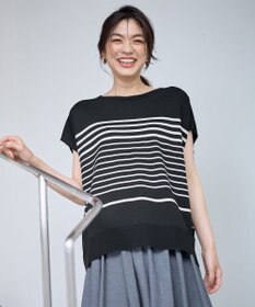 ANY L 【洗濯機可/接触冷感/UVカット/アンチピリング】フレンチスリーブニットプルオーバー