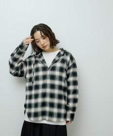 Green Parks ネルチェックフードシャツ